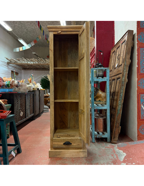 Armoire étroite en manguier – 1 porte et 1 tiroir – 50 x 40 x 165 cm