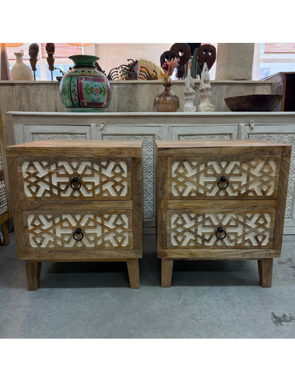 Pair of Carved Mango Wood...
