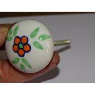 poignée de meuble petite fleur orange