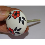 poignée de meuble ronde de fleurs rouges et noires