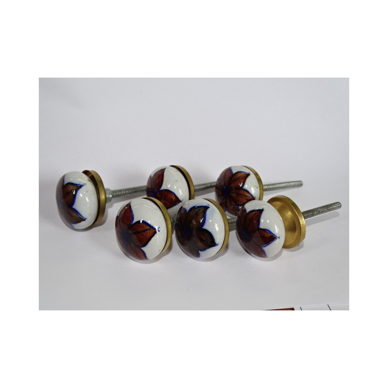 Set of 6 small dark brown flower buttons 30 mm LOT 67
