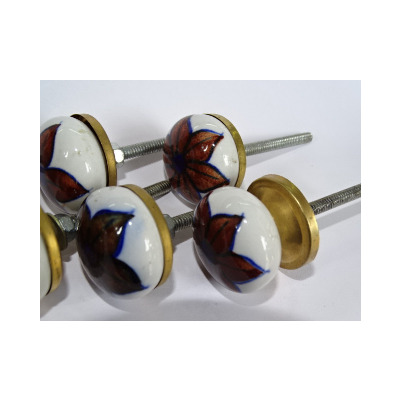 Set of 6 small dark brown flower buttons 30 mm LOT 67
