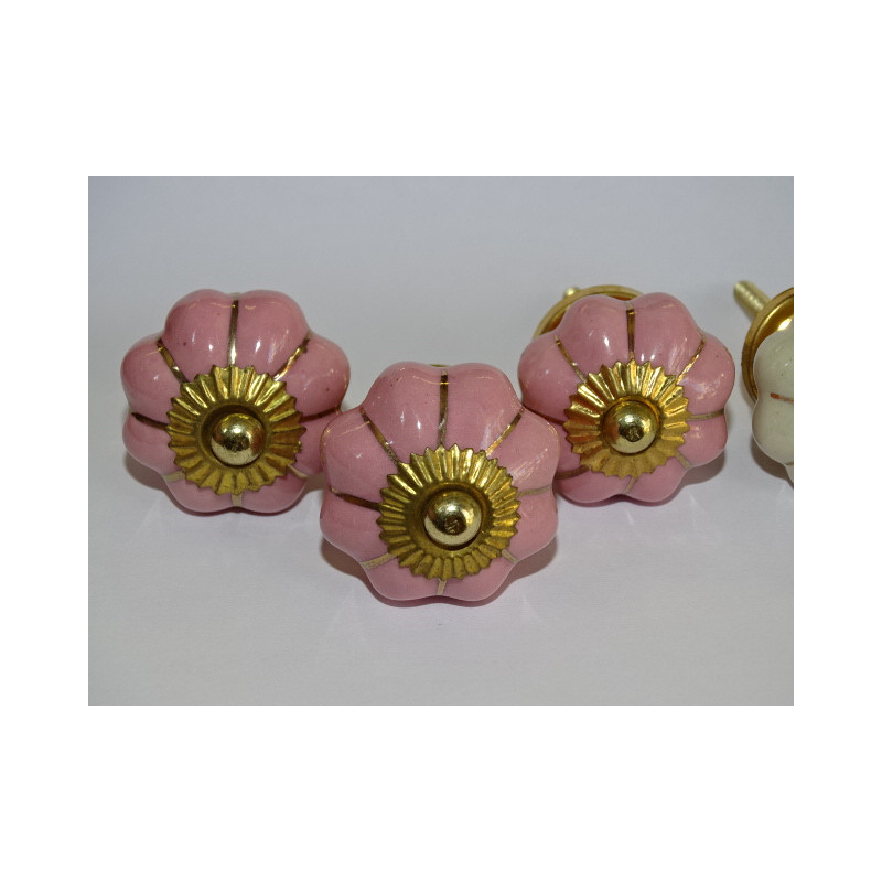 Set di 6 pulsanti di zucca 32 mm 3 rose e 3 beige