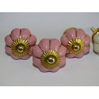 Lot de 6 boutons citrouille 32 mm 3 roses et 3 beige