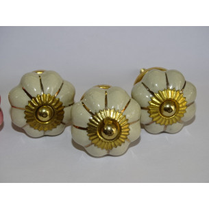 Lot de 6 boutons citrouille 32 mm 3 roses et 3 beige