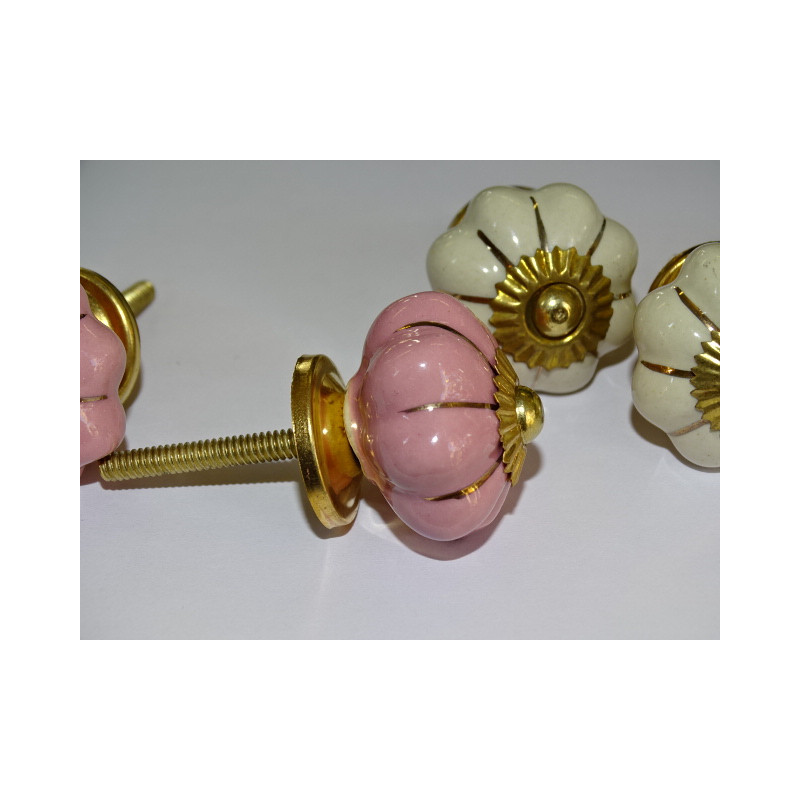 Set di 6 pulsanti di zucca 32 mm 3 rose e 3 beige