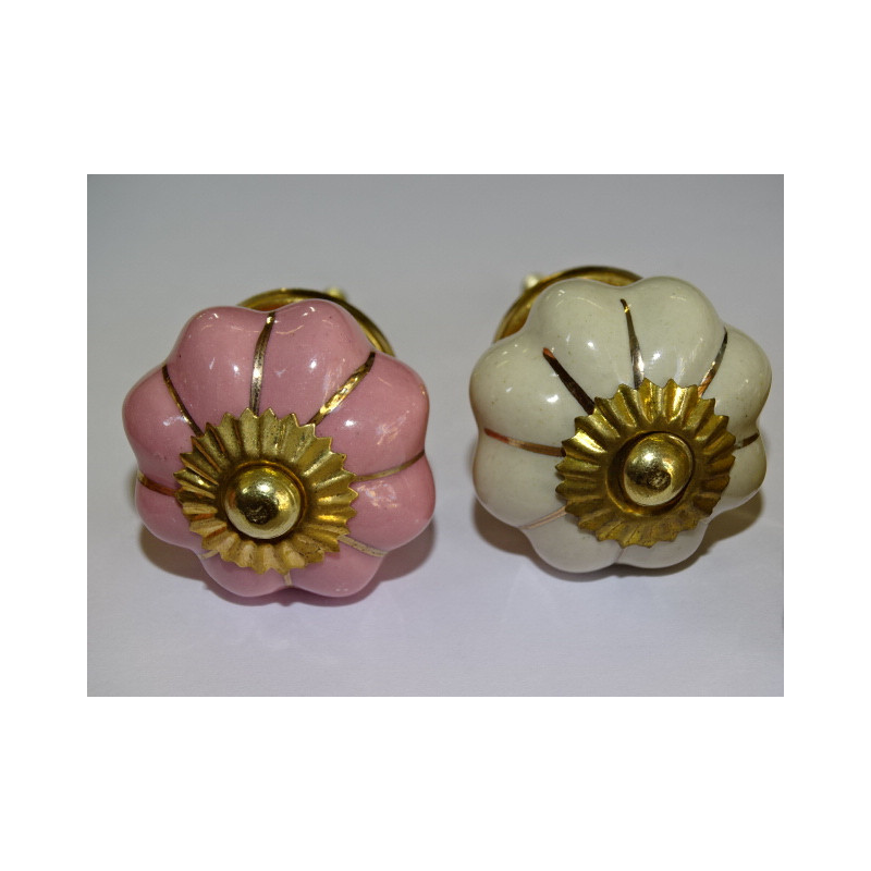 Set di 6 pulsanti di zucca 32 mm 3 rose e 3 beige
