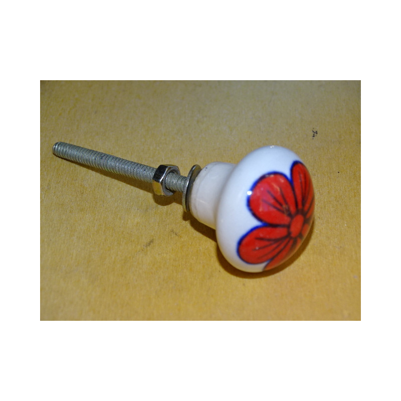 Birnenschubladengriff mit roter Blume