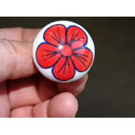 Poignée de tiroir en poire avec fleur rouge