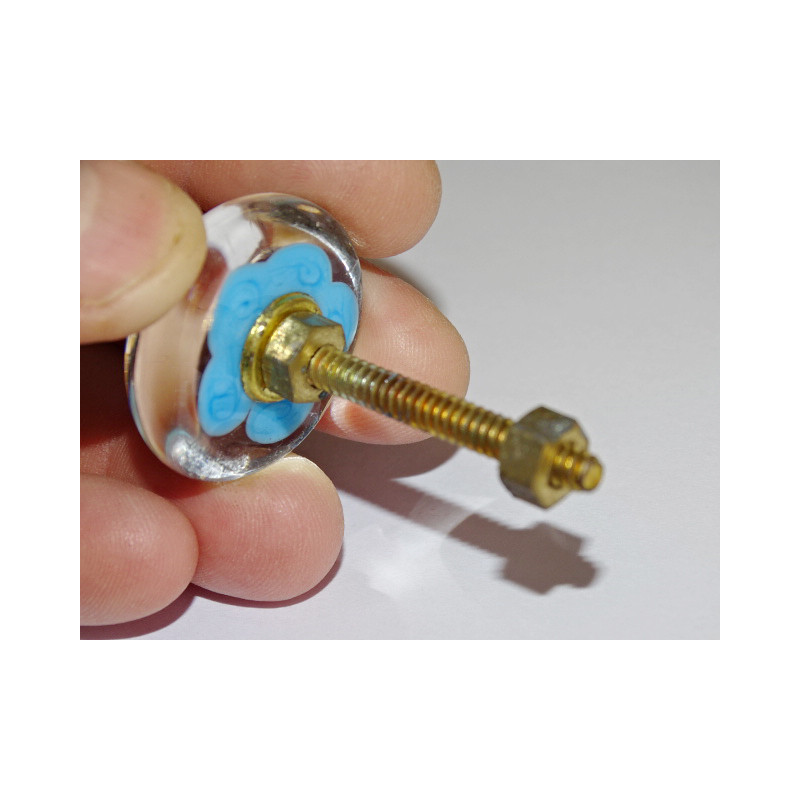 Furniture handle Transparent turquoise flower