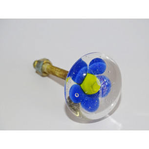 Manija de los muebles de color flor azul transparente