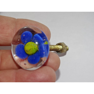 Maniglia della mobilia di colore fiore trasparente blu