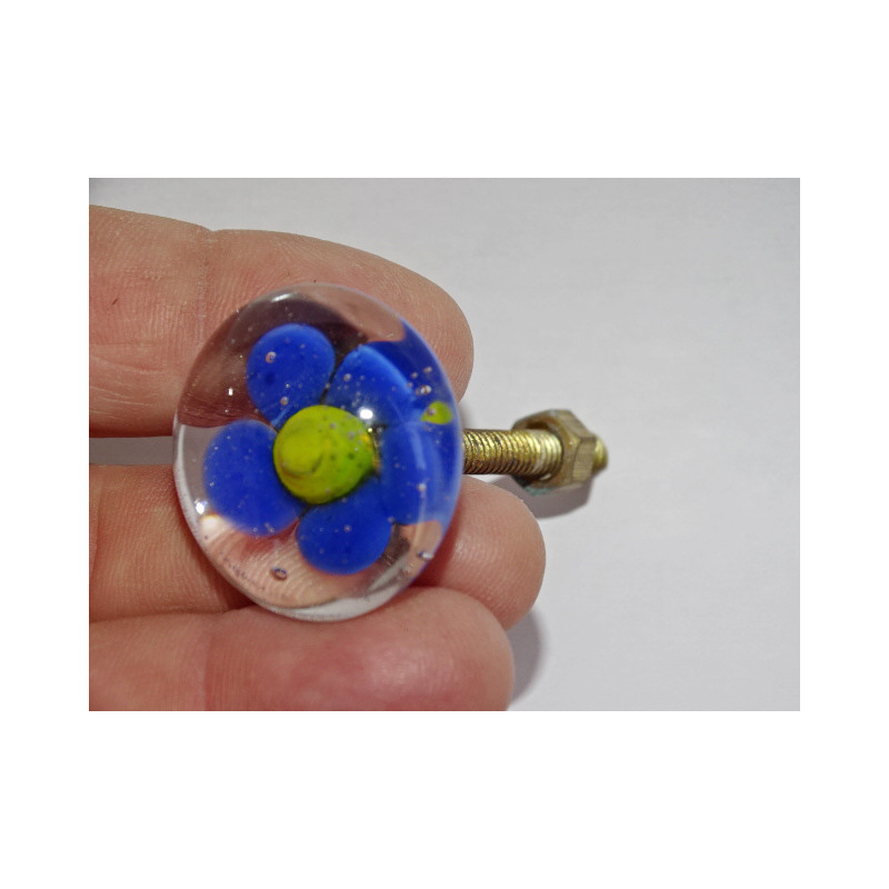 Furniture handle Transparent blue flower