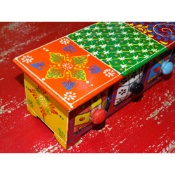Tea or spice box with 3 ceramic drawers N ° 6