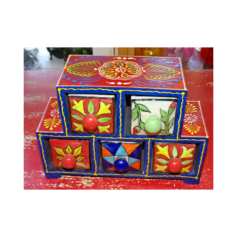 Tea or spices box 5 ceramic drawers N ° 10