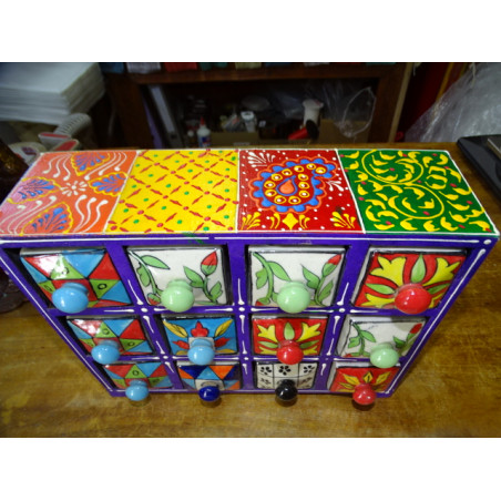 Tea or spices box 12 ceramic drawers N ° 6