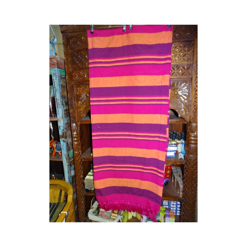 Dessus de lit indien KERALA de couleur fushia, violet et orange
