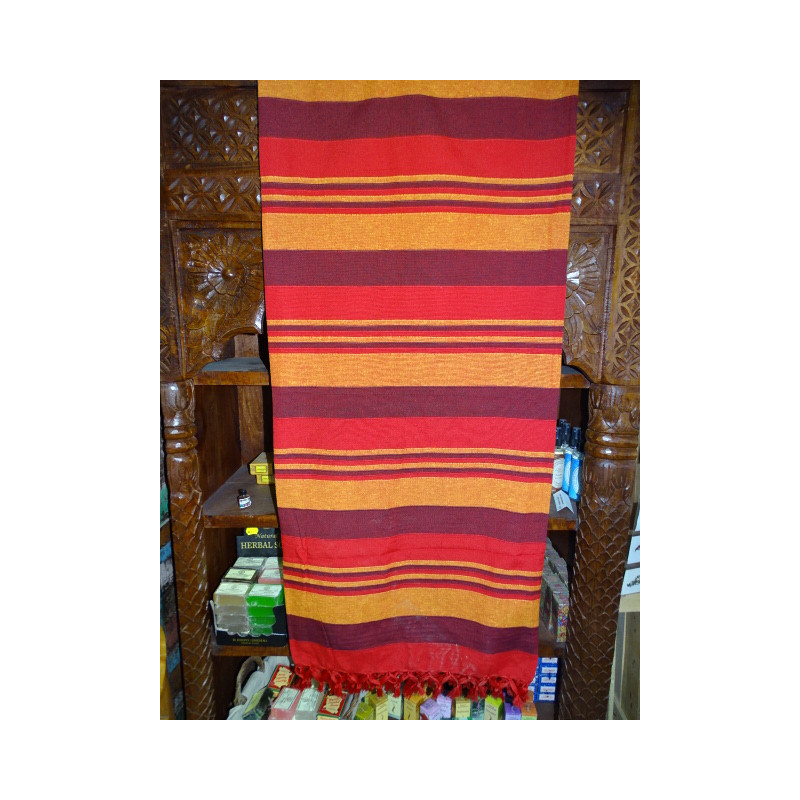 Dessus de lit indien KERALA de couleur marron, rouge et orange
