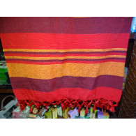 Dessus de lit indien KERALA de couleur marron, rouge et orange