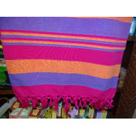 Indische Tagesdecke KERALA in Fuchsia, Orange und Preußischblau