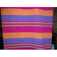 Dessus de lit indien KERALA de couleur fushia, orange et bleu prusse