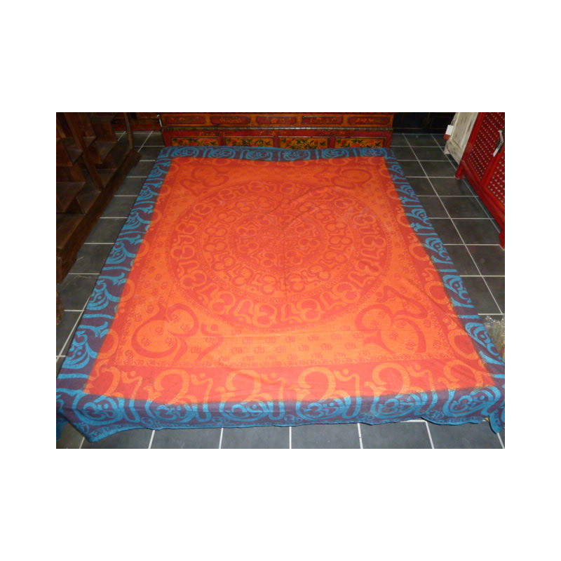 Tenture ronde sanscrit turquoise et orange