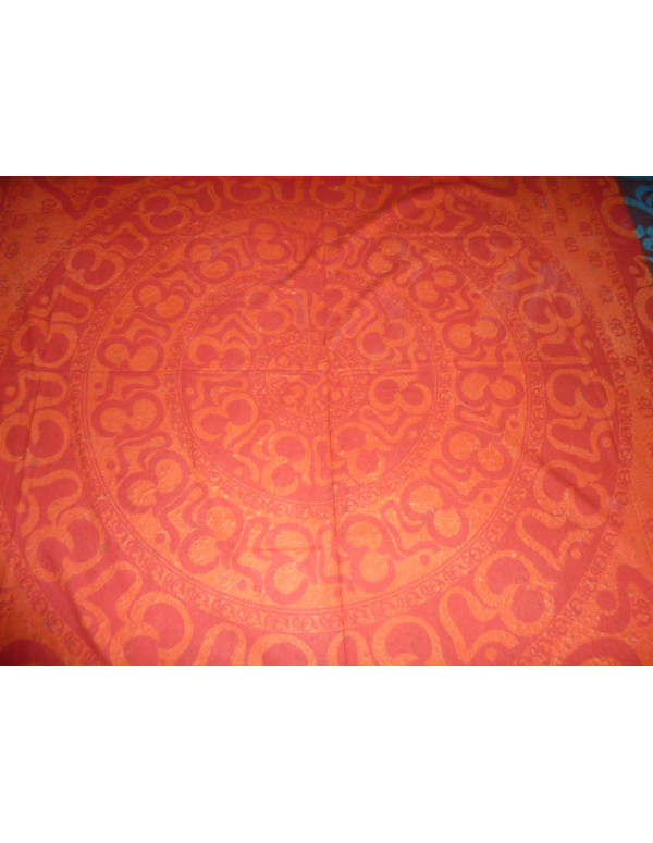 Tenture ronde sanscrit turquoise et orange