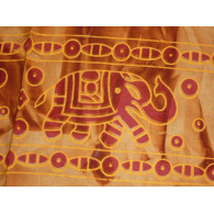 tenture en coton Tye & dye éléphants roses et ocre