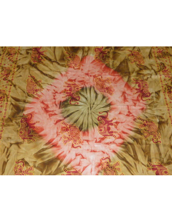 wall hanging round elephants kaki / pink