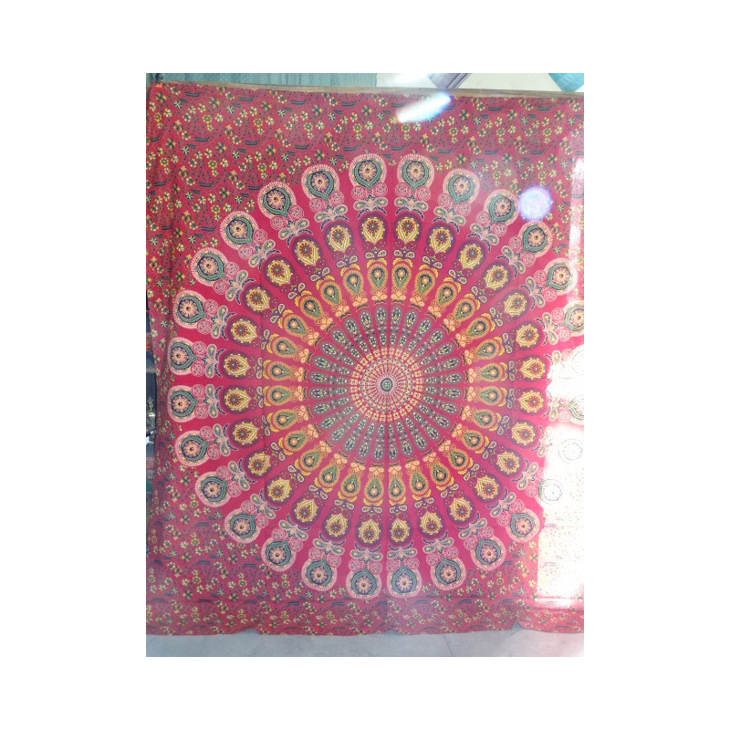 Baumwolle hängend 220 x 200 cm mit rotem Buntglas