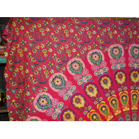 Tenture en coton 220 x 200 cm avec vitrail de couleur rouge