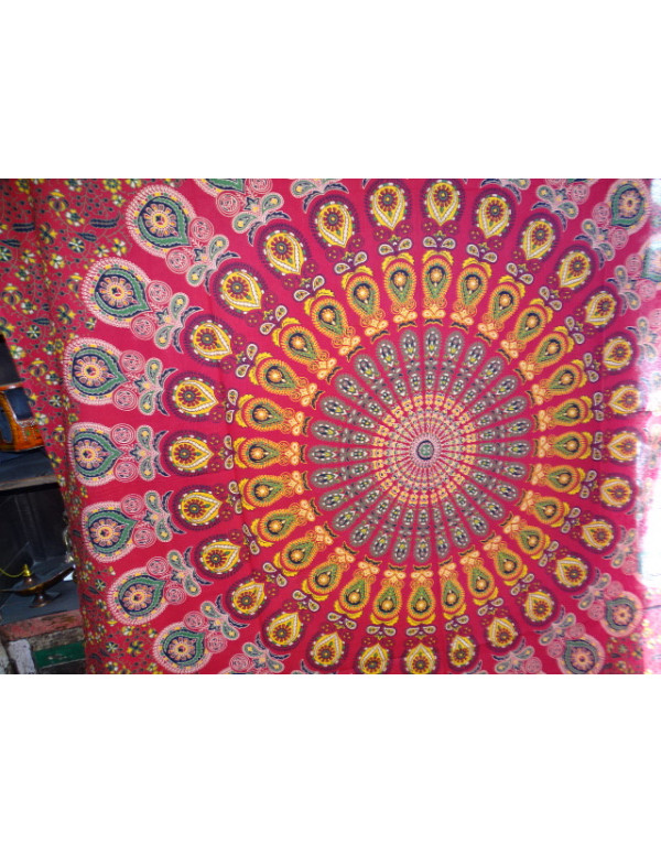 Cotton hanging 220 x 200 cm with red stained glass