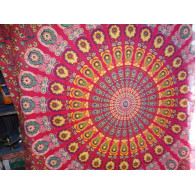 Pendente in cotone 220 x 200 cm con vetro colorato rosso