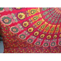 Tenture en coton 220 x 200 cm avec vitrail de couleur rouge