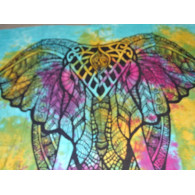 Tenture en coton avec éléphant de cérémonie de couleur turquoise
