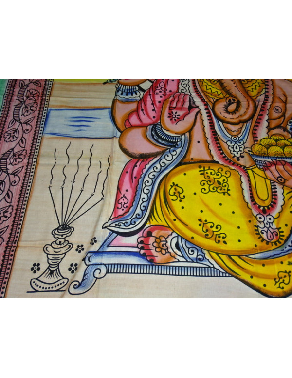 Appendiabiti o copriletto in cotone con Ganesh in meditazione