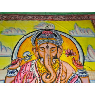 Tenture en coton ou dessus de lit avec Ganesh en méditation