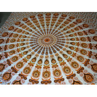 Cotton wall hanging with orange stained glass and cashmeer