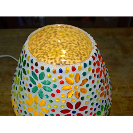 Lámpara de mosaico redonda con grandes flores multicolores - JAIPUR