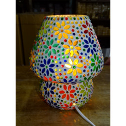 Lámpara de mosaico redonda con grandes flores multicolores - JAIPUR