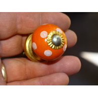 Petites poignées orange à pois blancs