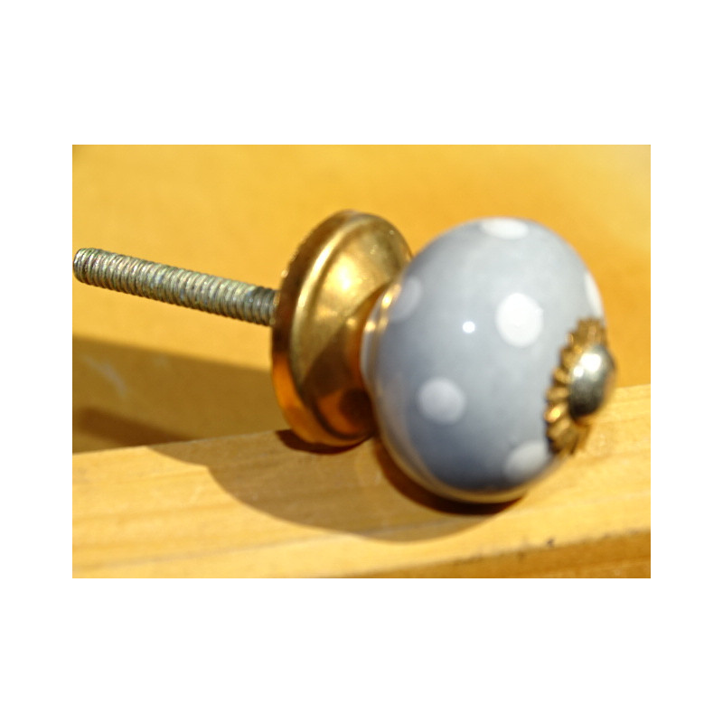 Small handles in gray porcelain white dots