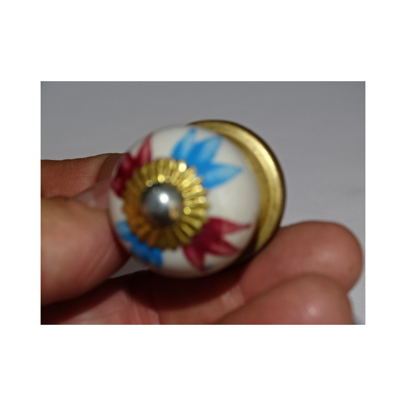 Furniture handle turquoise and violet petals