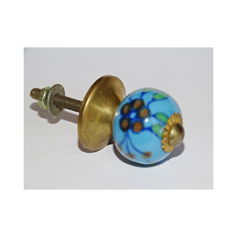 Furniture handle Turquoise and brown flowers