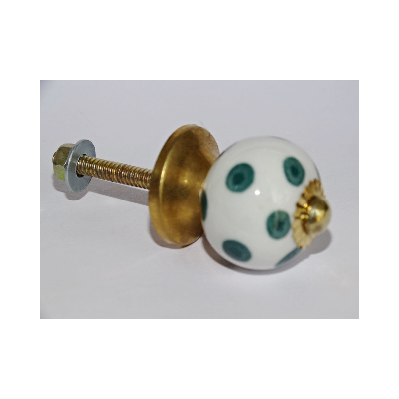 Furniture handle White with emerald green dots