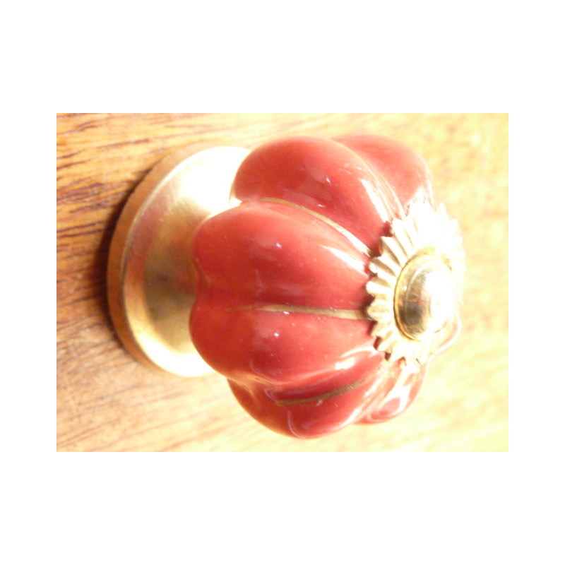 Mini asa de porcelana roja unida calabaza relacionados con el oro