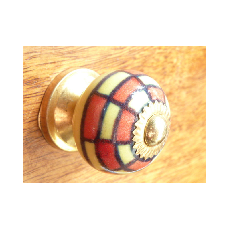mini boutons mosaïque jaune et rouge