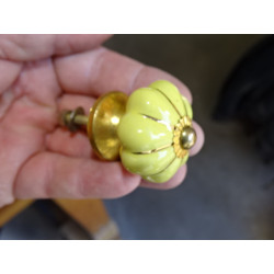 Mini bottoni zucca gialli con linea oro - 35 mm