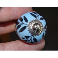 mini bottoni in ceramica felce celeste - argento