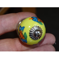 mini boutons en céramique jaune et 3 poissons - argenté